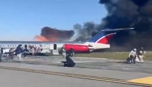 Passenger plane with 140 people catches fire while landing at Miami airport [Watch]