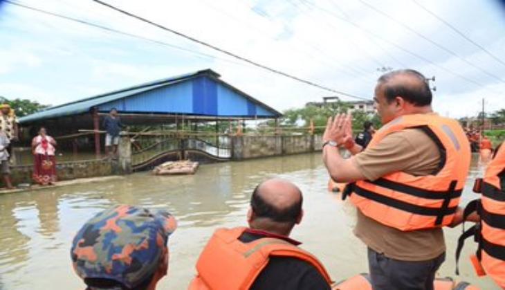 Himanta Biswa Sarma visits flood-affected areas in Assam [See Pics]