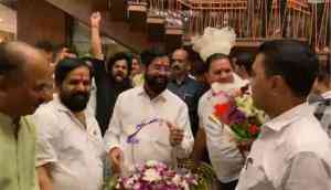 Pramod Sawant, Shinde-faction MLAs give warm welcome as new Maha CM arrives in Goa hotel