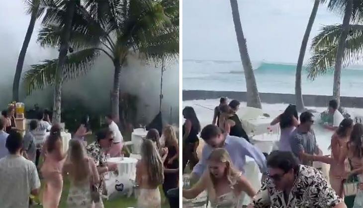 Huge waves disrupt wedding celebration in Hawaii; watch viral video