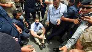 Rahul Gandhi sits on road in protest as Sonia Gandhi questioned by ED