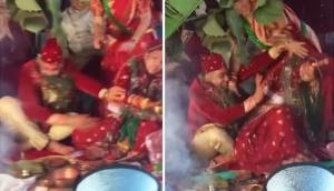 Bride and groom get into intense fight on wedding mandap [Watch]