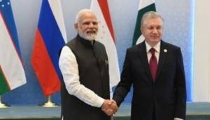 Uzbekistan President Mirziyoyev greets PM Modi as SCO summit commences in Samarkand