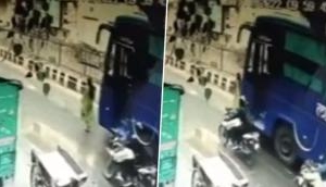 Delhi woman mowed down by bus while trying to cross road [Viral Video]