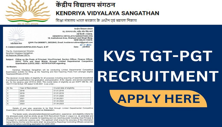 KVS Teacher recruitment 2022: Apply for over 4000 teaching, non 