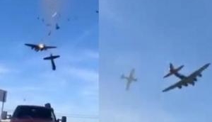 Caught on cam: Two fighter planes collide during US airshow