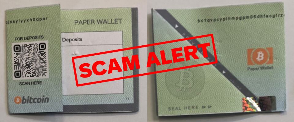Australia Alert: Crypto paper wallets lying in public places; latest scam to drain your crypto holdings