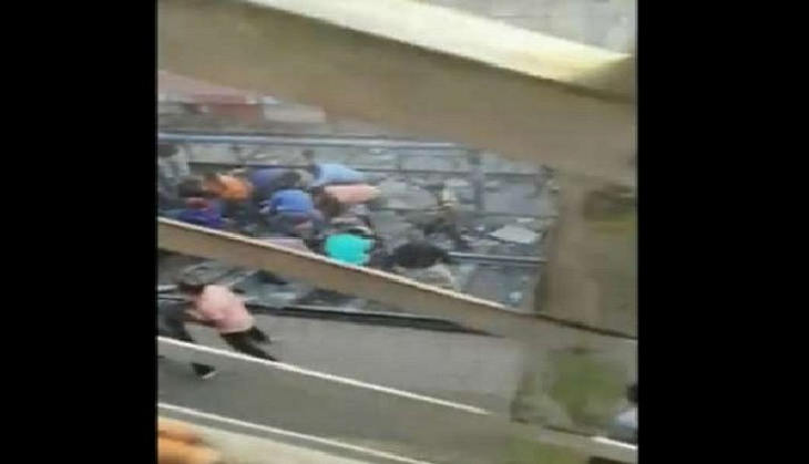 Watch: Foot over bridge at Balharshah railway station in Maharashtra collapses