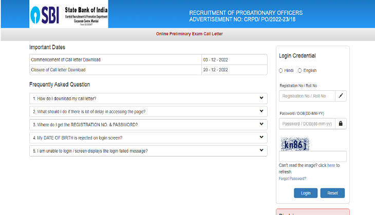 SBI PO Prelims admit card 2022 out, direct link here