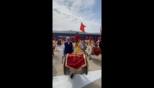Watch: PM Modi plays traditional drum during his visit to Nagpur