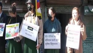 Tibetan refugees protest against Chinese aggression in Tawang