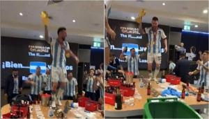 Messi dances on table with FIFA World Cup trophy in Argentina's dressing room [WATCH]