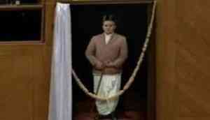 V D Savarkar's portrait unveiled in Karnataka Assembly hall, Opposition stages protests outside