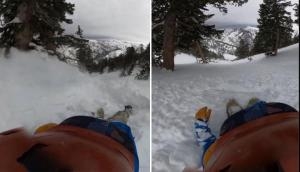 Snowboarder gets swept away by massive avalanche, watch hair-raising video