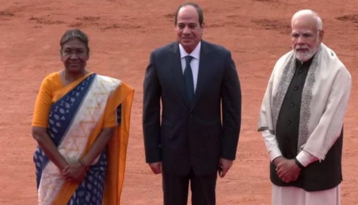 President Murmu, PM Modi welcome Egyptian president at Rashtrapati Bhavan