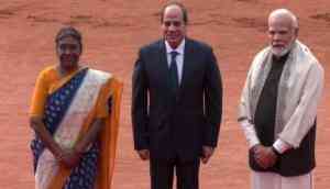 President Murmu, PM Modi welcome Egyptian president at Rashtrapati Bhavan