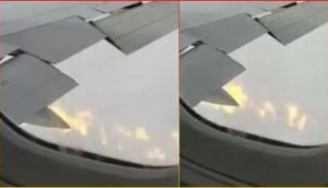 Flight makes emergency landing after flames shoot from wing [WATCH]