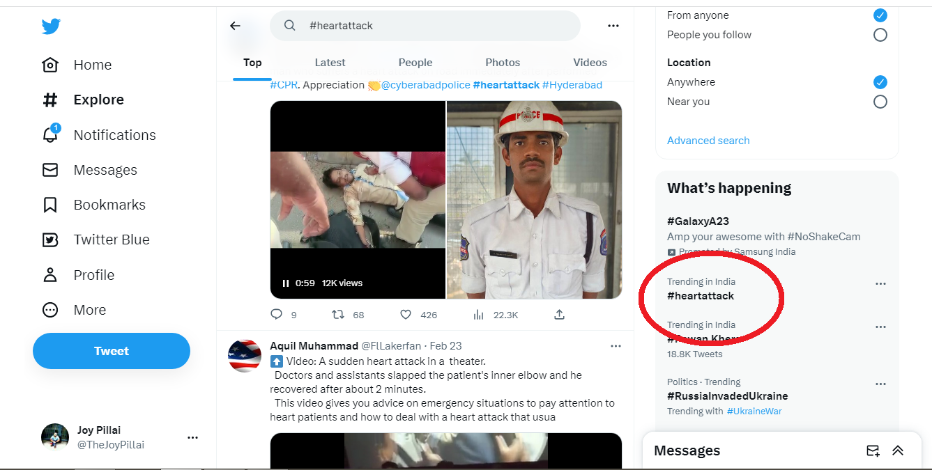 #HeartAttack trends on Twitter; know its Hyderabad link