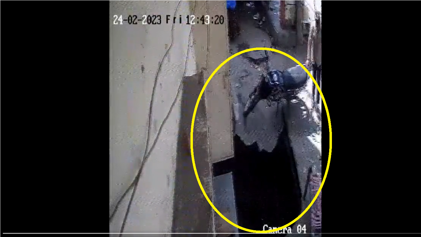 Watch: Portion of road caves-in Delhi’s RK Puram; dog, bikes fall in pit