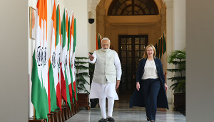 PM Modi meets Italian counterpart Giorgia Meloni at Delhi's Hyderabad House