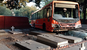 Delhi: DTC bus crashes into Christian cemetery, damages wall