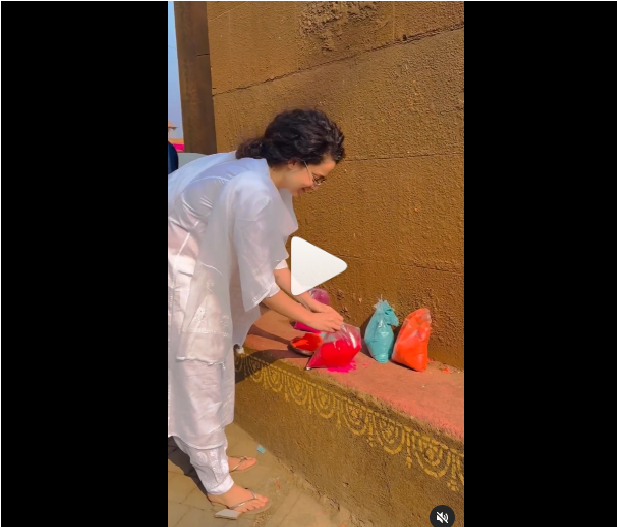 Kangana Ranaut celebrates Holi on the sets of 'Chandramukhi 2'
