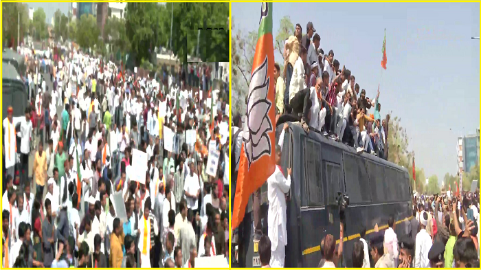 Pulwama Widows Row: Watch BJP holds massive protests in Jaipur; leaders detained