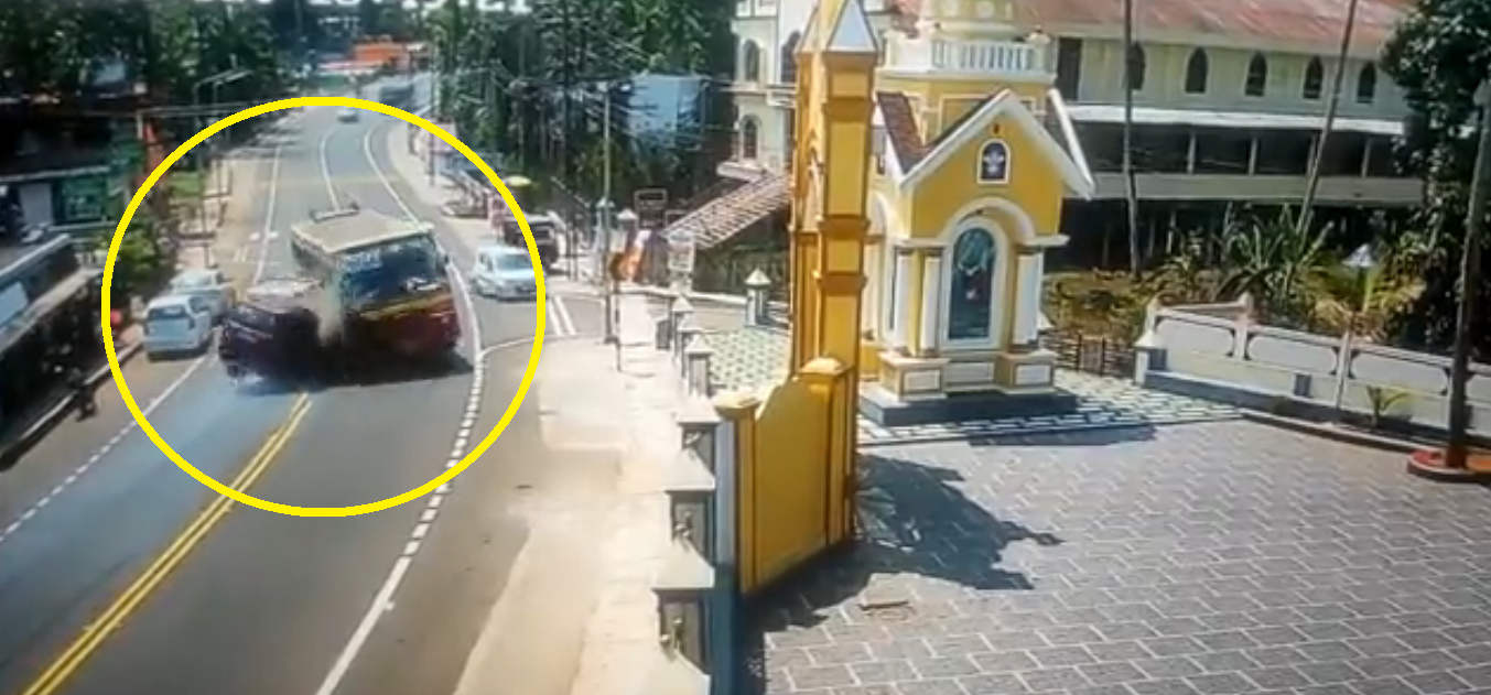 Watch: Kerala RTC bus collides head-on with car, rams into church wall