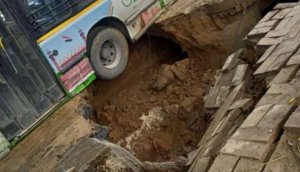 Road caves in after rains in Delhi; traffic advisory issued