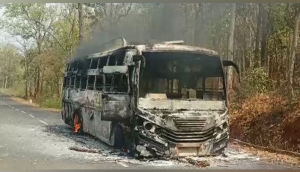 Naxalites set bus on fire in Chattisgarh's Dantewada district, all passengers safe