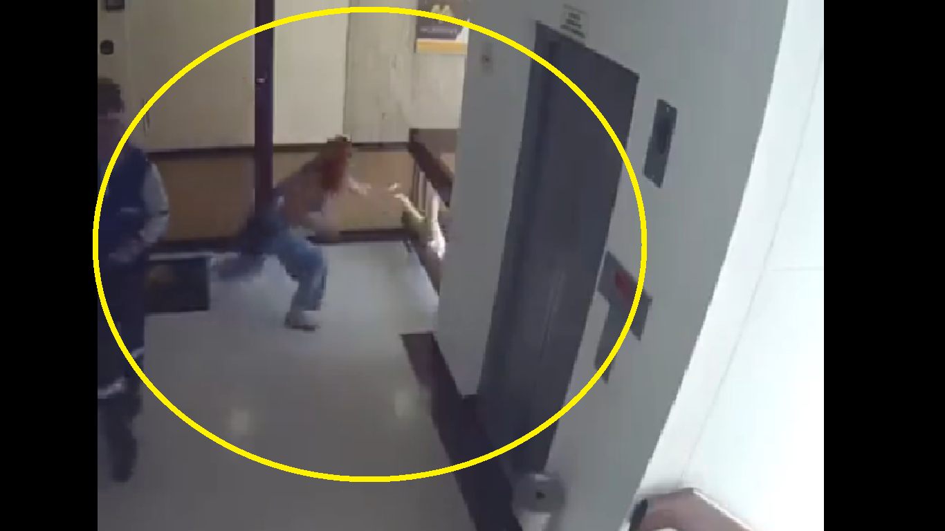 Watch: Mom saves kid from falling down the stairs