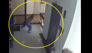 Watch: Mom saves kid from falling down the stairs