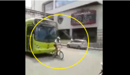 Watch: Bicycle rider gets instant Karma for blocking bus route