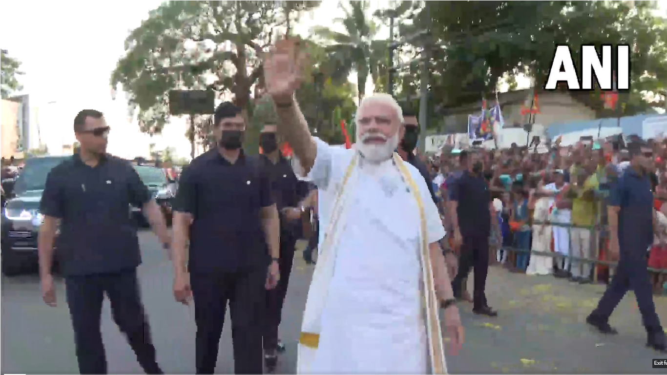 Watch: PM Modi holds massive roadshow in Kochi wearing traditional Kerala attire