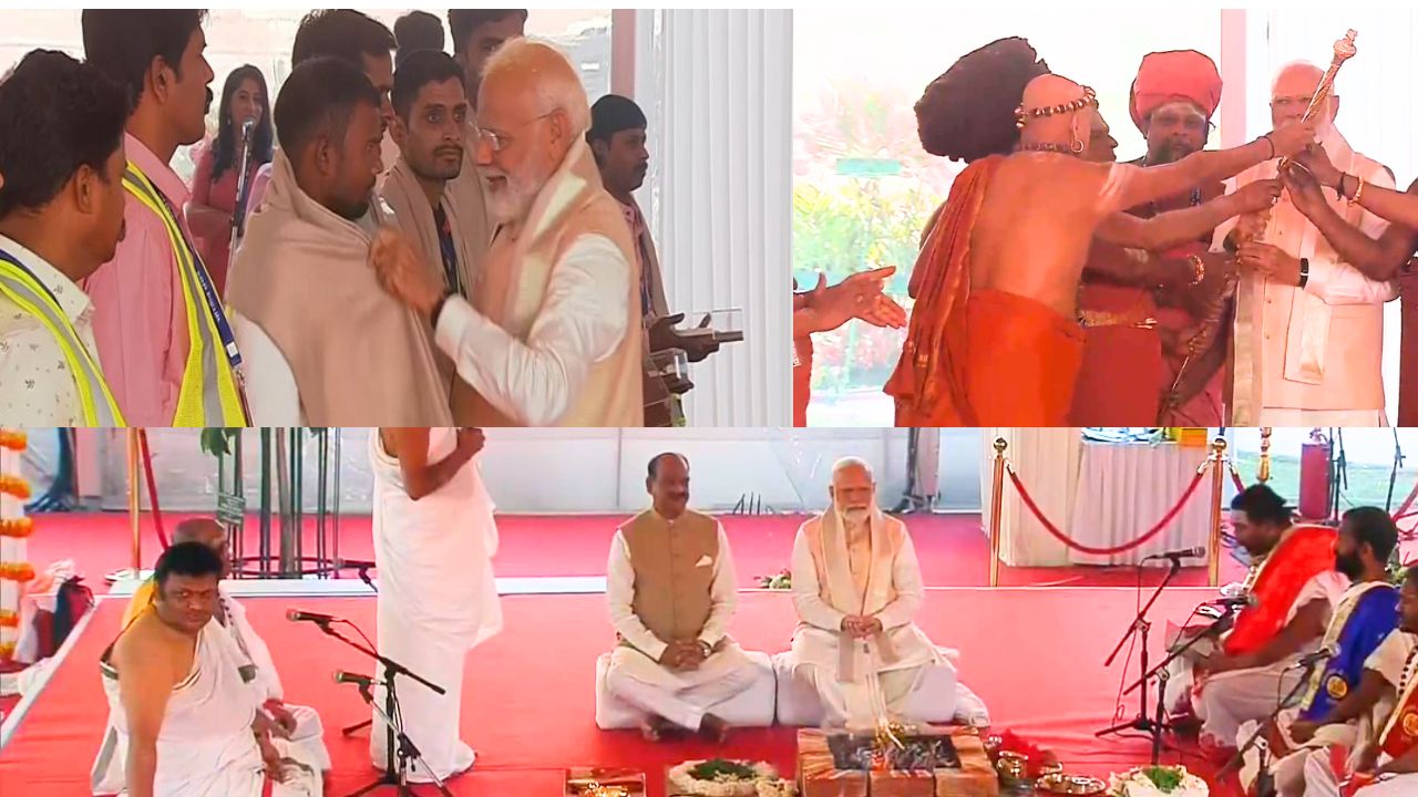 Prime Minister Modi honours workers, installs 'Sengol' in New Parliament Building