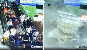 Terrifying video captures overhead structure collapse on escalator