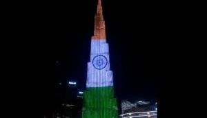Welcome PM Modi: Dubai's Burj Khalifa lit up in colours of Indian flag