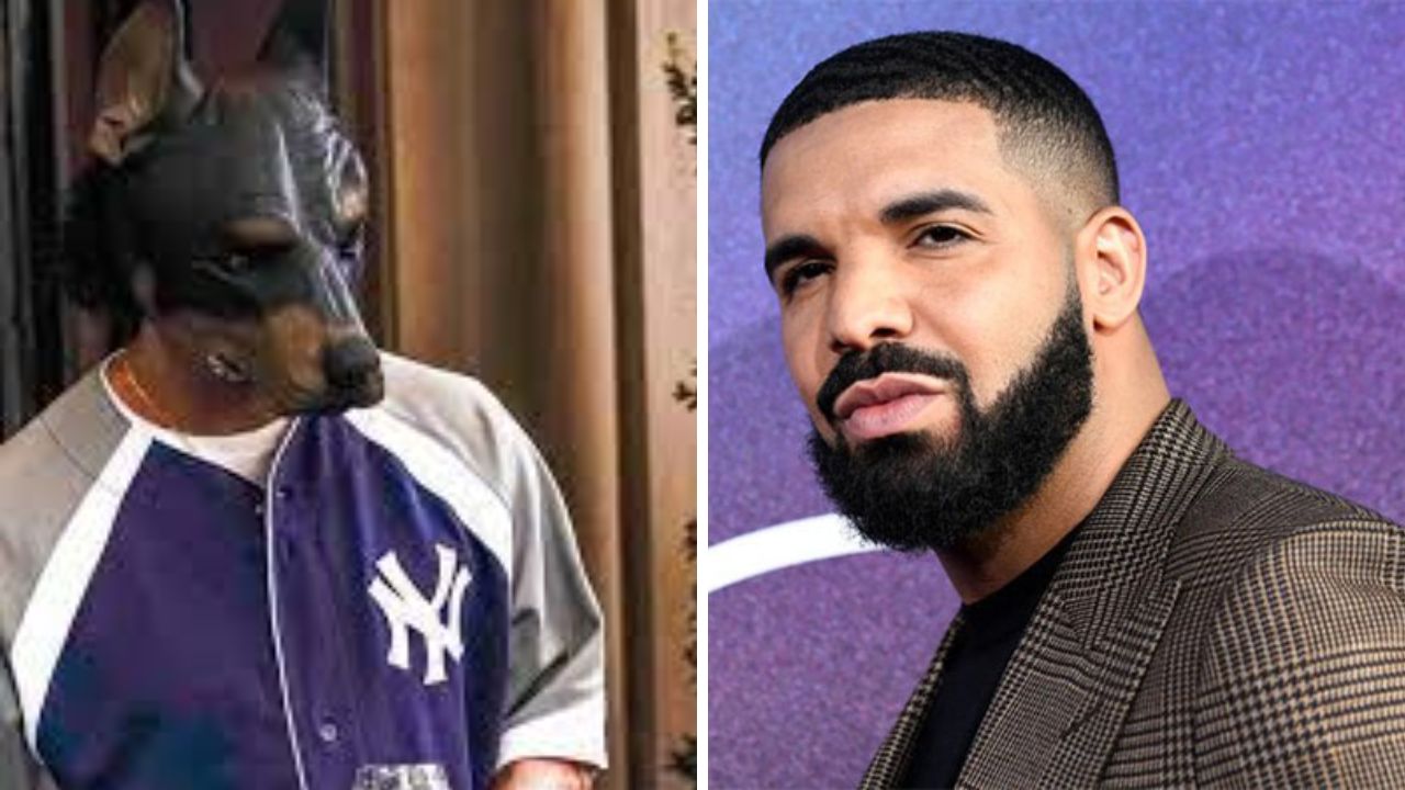 Drake leaves hotel in bulldog mask ahead of 'For All the Dogs' release