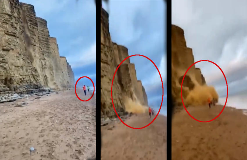 Shocking Video: Rockfall at West Bay Reveals Nature's Wrath!