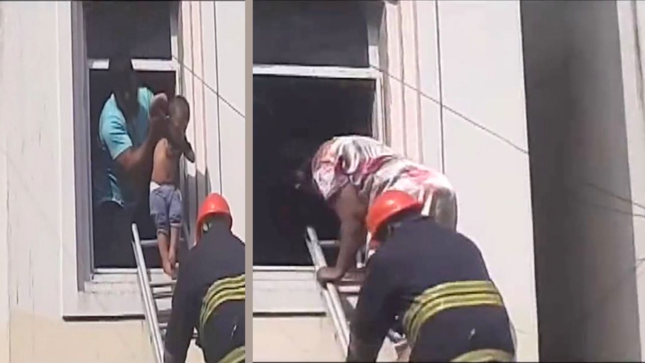 Hyderabad godown fire: Woman, child pulled out of window in daring rescue operation