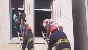 Hyderabad godown fire: Woman, child pulled out of window in daring rescue operation