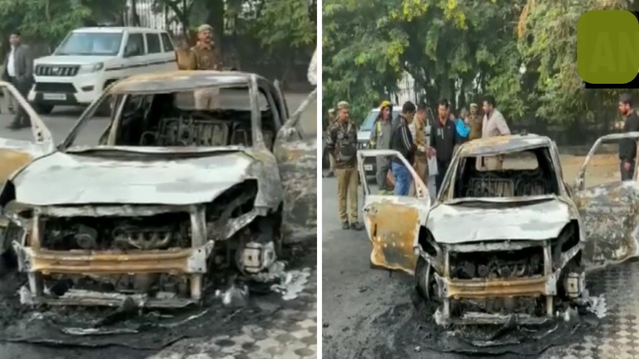 Car catches fire, two charred to death in Noida