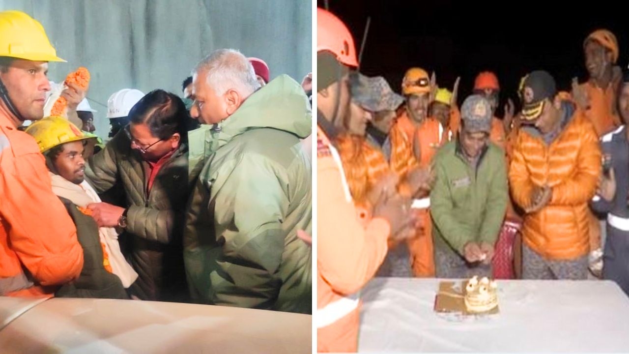 Successful Silkyara tunnel rescue operation celebrated with joy and cake by NDRF personnel
