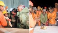 Successful Silkyara tunnel rescue operation celebrated with joy and cake by NDRF personnel