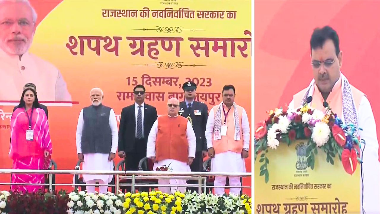 Bhajanlal Sharma takes oath as Rajasthan Chief Minister, Diya Kumari and Prem Chand Bairwa sworn in as Deputy CMs