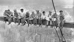 1932 Lunch Atop Skyscraper: Glass Negative Shattered, Legacy Intact!