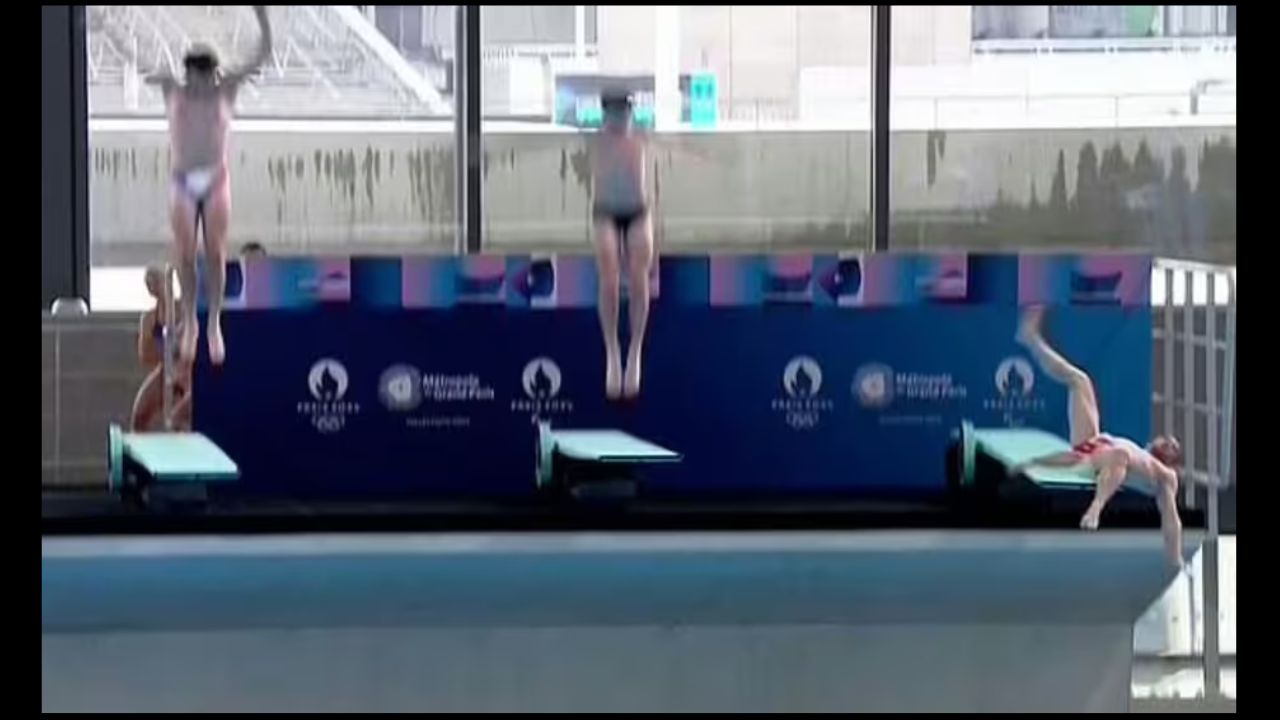 Paris 2024: French Olympic diver slips off board in front of President 