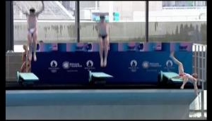 Paris 2024: French Olympic diver slips off board in front of President 