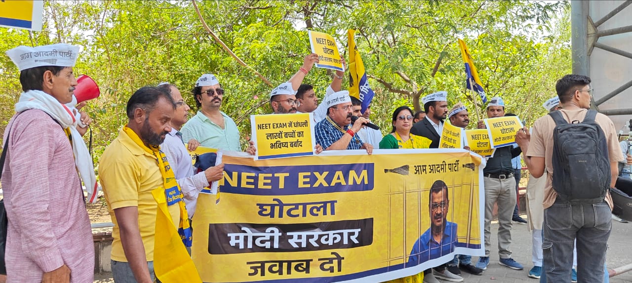 Demand for Re-Conduct of NEET Exam: Aam Aadmi Party Stages Protest