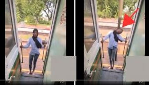 Shocking Train Stunt: Girl Hits Pole While Filming Dangerous Reel